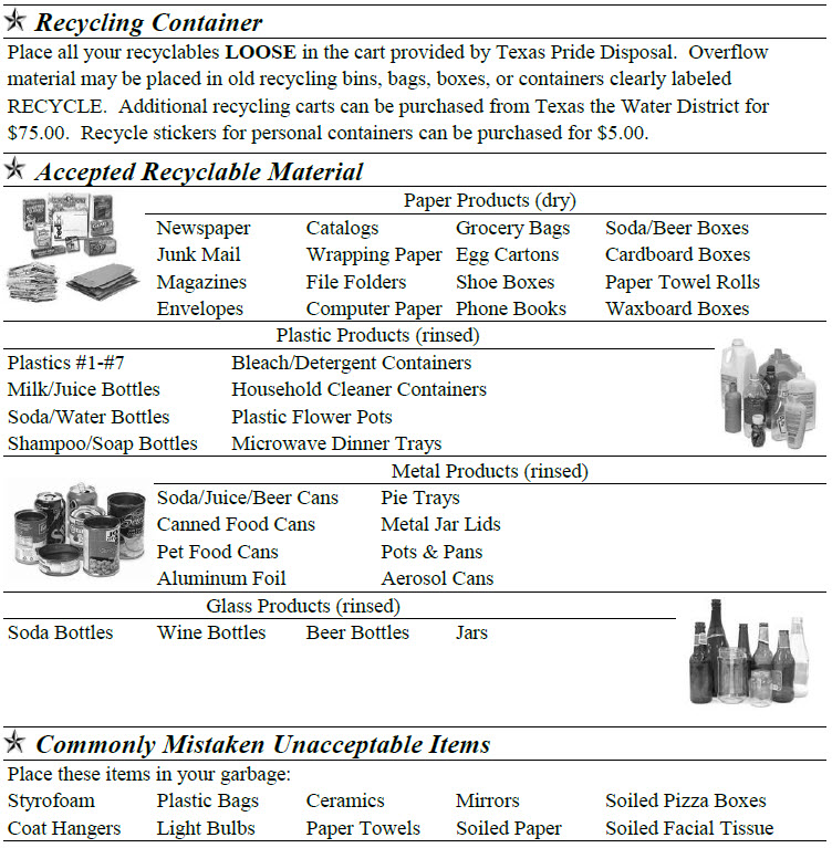 Trash Information Montgomery County Municipal Utility District